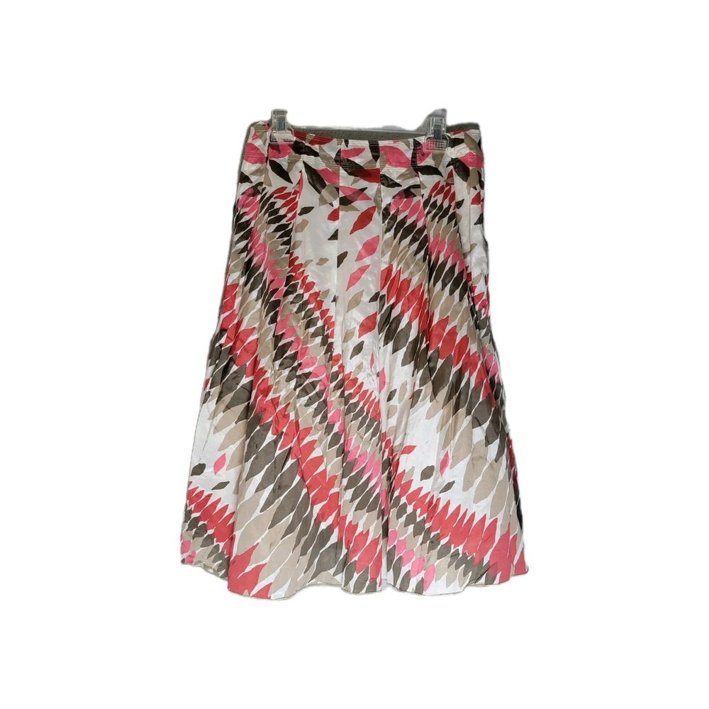 NWT Nic + Zoe Silk Midi Skirt | Geometric Print | Size 10 Quiet Luxury Boho Chic